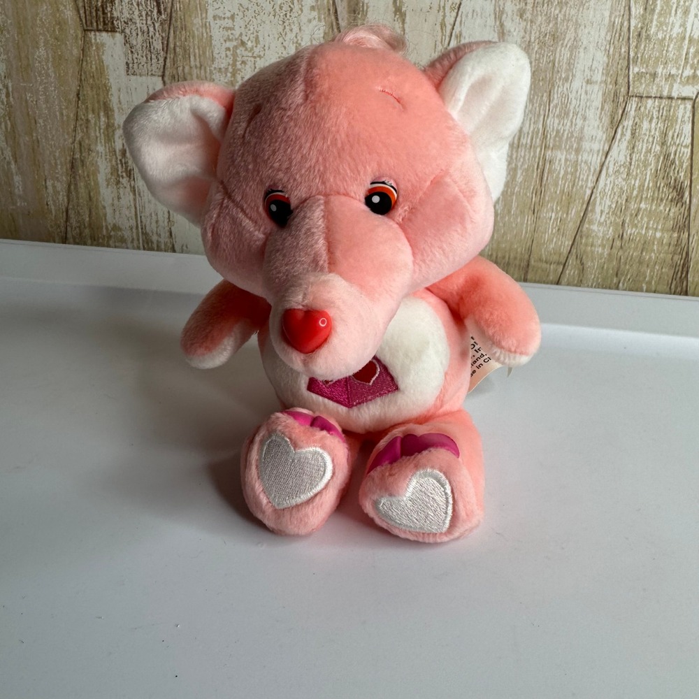 Carlton Cards Care Bear Cousins Pink Elephant‎ Plush Toy Heart Tummy Symbol